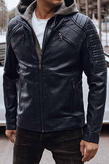 Herren Lederjacke mit Kapuze schwarz Dstreet TX4901