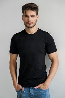 Herren T-Shirt einfarbig schwarz Dstreet RX2572