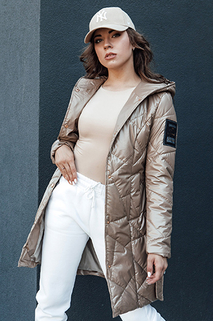 Lange Damen Steppjacke mit Kapuze PAUL beige Dstreet TY4411