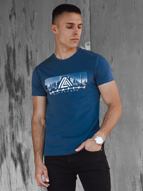 Blaues Herren-T-Shirt Dstreet RX5554