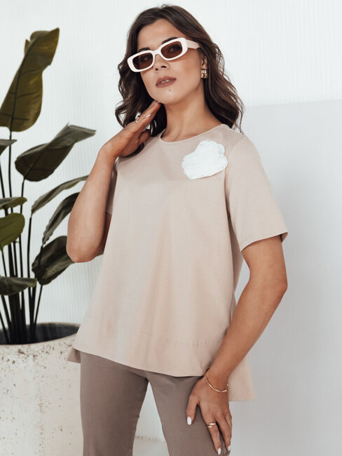 Damen Basic T-shirt BINDA Farbe Beige DSTREET RY2484