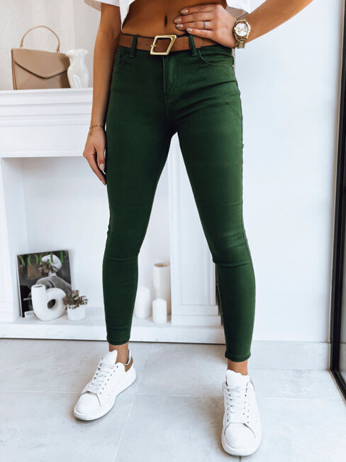 Damen Jeans mit hoher Taille LODGE Farbe Dunkelgrün DSTREET UY1724