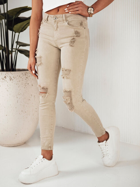 Damen Jeans mit hoher Taille MOLI Farbe Dunkelbeige DSTREET UY1872