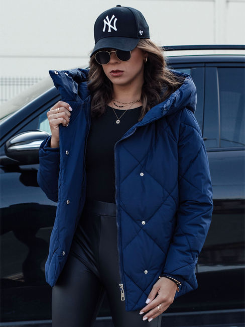 Damen Steppwinterjacke COZYLUX mit Kapuze navy blau Dstreet TY4557