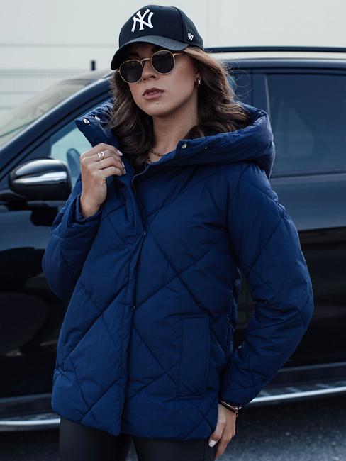 Damen Steppwinterjacke COZYLUX mit Kapuze navy blau Dstreet TY4557