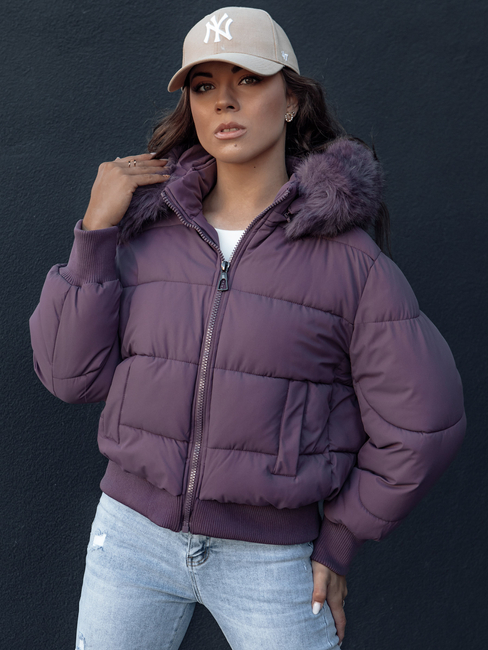 Damen Steppwinterjacke mit Fell COLDPACK lila Dstreet TY4431