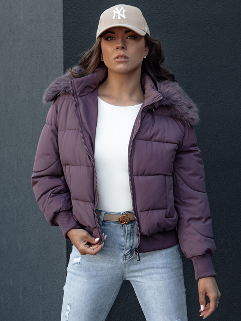 Damen Steppwinterjacke mit Fell COLDPACK lila Dstreet TY4431