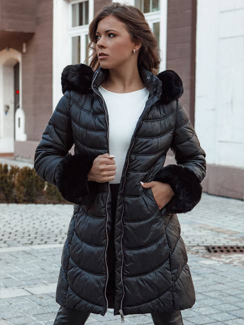 Damen Steppwinterjacke mit Kapuze MOON schwarz Dstreet TY4553