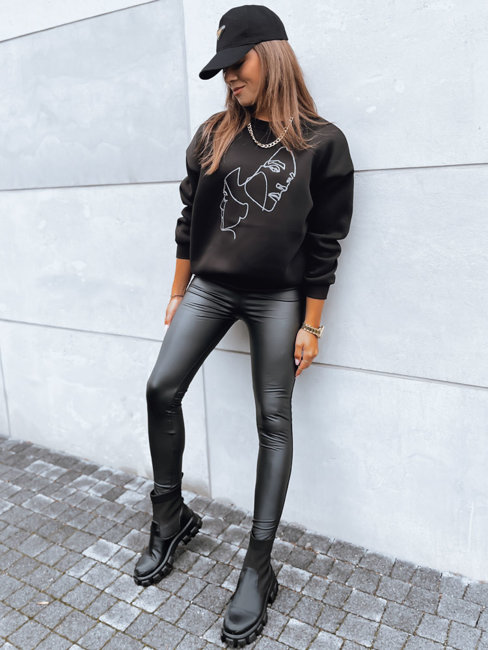 Damen Sweatshirt ohne Kapuze FACE Farbe Schwarz DSTREET BY1215