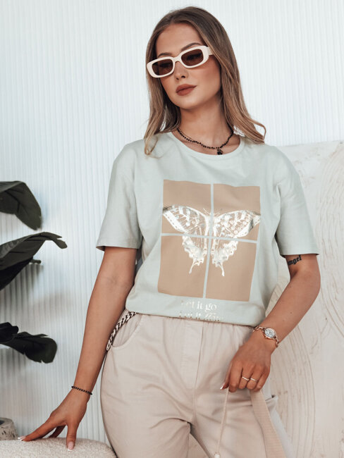 Damen T-shirt mit Aufdruck GLOWY Farbe Grau DSTREET RY2597