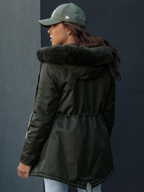 Damen Winter Parka Jacke mit Fell ERISS grün Dstreet TY4534