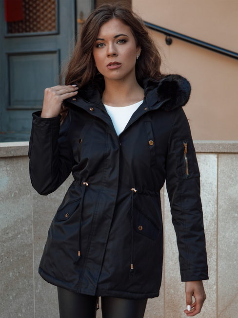 Damen Winter Parka Jacke mit Fell ERISS schwarz Dstreet TY4551