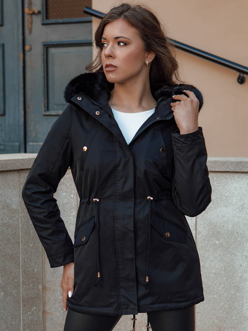 Damen Winter Parka Jacke mit Fell ERISS schwarz Dstreet TY4551