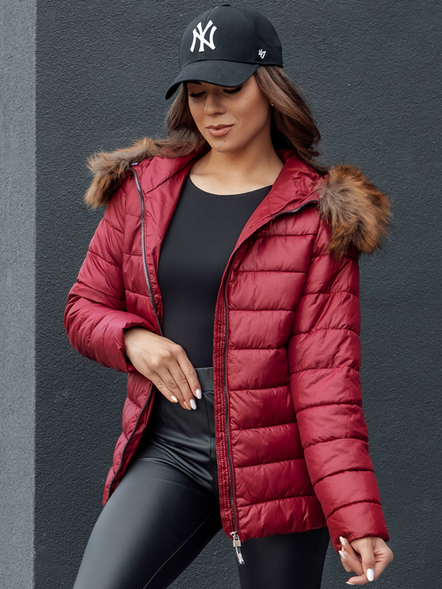 Damen Winter Steppjacke mit Kapuze ESTELLA burgundy Dstreet TY4530