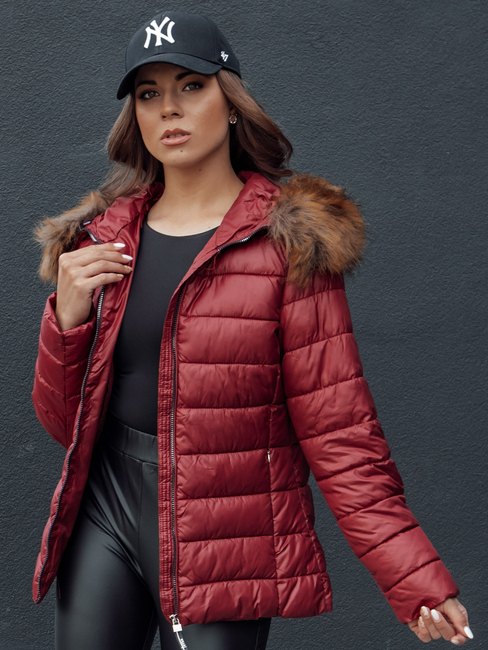 Damen Winter Steppjacke mit Kapuze ESTELLA burgundy Dstreet TY4530