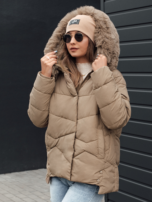 Damen Winterjacke FIXMIX gesteppt mit Kapuze beige Dstreet TY4673