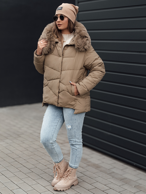 Damen Winterjacke FIXMIX gesteppt mit Kapuze beige Dstreet TY4673