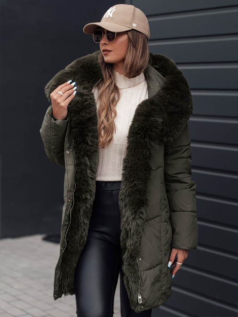 Damen Winterjacke MORISIO lang gesteppt mit Kapuze grün Dstreet TY4671