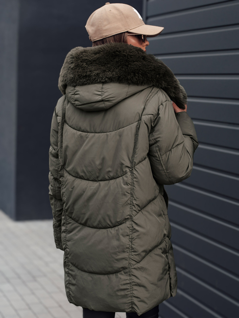 Damen Winterjacke MORISIO lang gesteppt mit Kapuze grün Dstreet TY4671