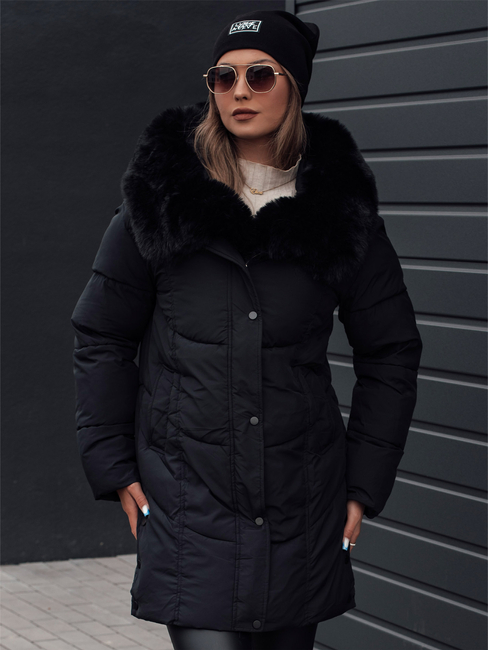 Damen Winterjacke MORISIO lang gesteppt mit Kapuze schwarz Dstreet TY4702