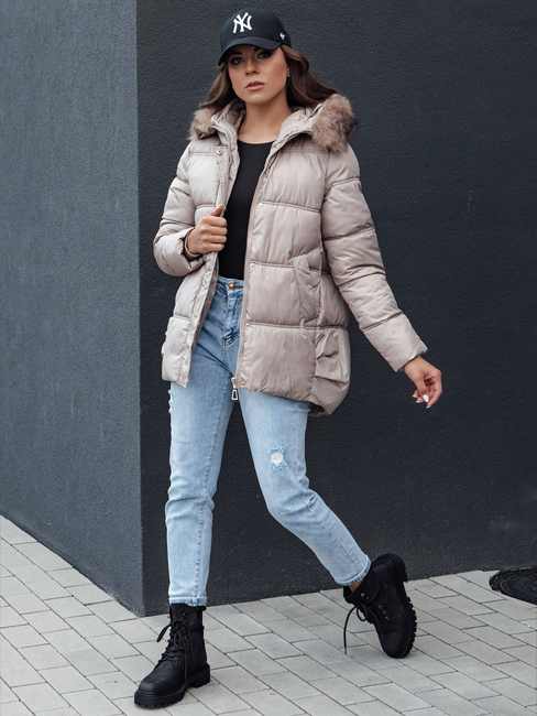 Damen Winterjacke mit Kapuze STELLAR beige Dstreet TY4494