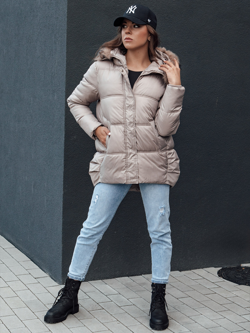 Damen Winterjacke mit Kapuze STELLAR beige Dstreet TY4494