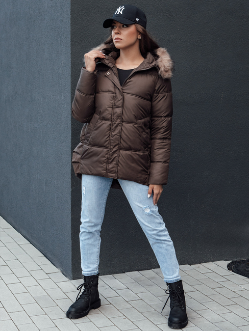 Damen Winterjacke mit Kapuze STELLAR coffee Dstreet TY4493