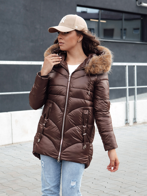 Damen Winterjacke mit Kapuze WINTERCHIC coffee Dstreet TY4458