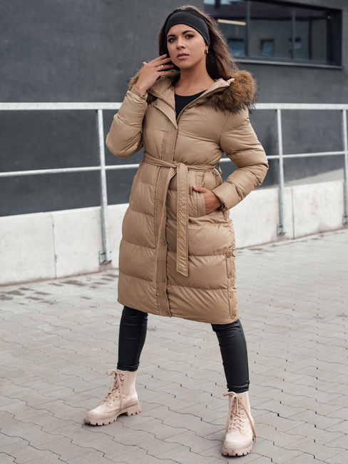 Gesteppte Damen-Winterjacke mit Fell STYLEBELLA beige Dstreet TY4609