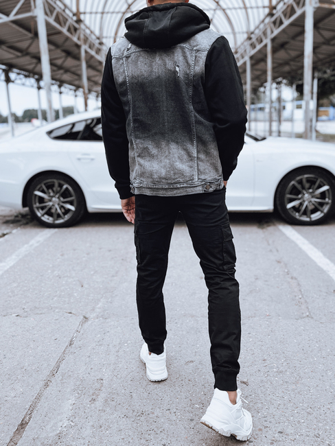 Graue Herren-Jeansjacke mit Kapuze Dstreet TX4720