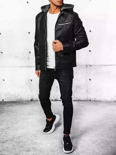 Herren Kunstlederjacke Farbe Schwarz DSTREET TX4387