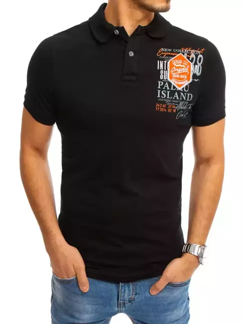 Herren Poloshirt mit Aufdruck Schwarz Dstreet PX0371