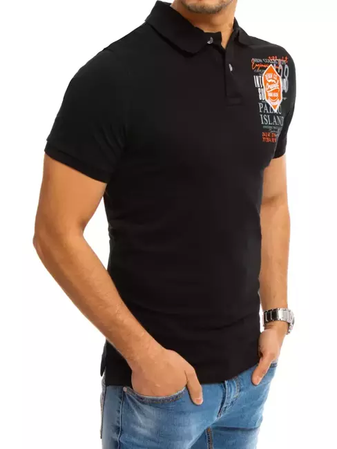Herren Poloshirt mit Aufdruck Schwarz Dstreet PX0371