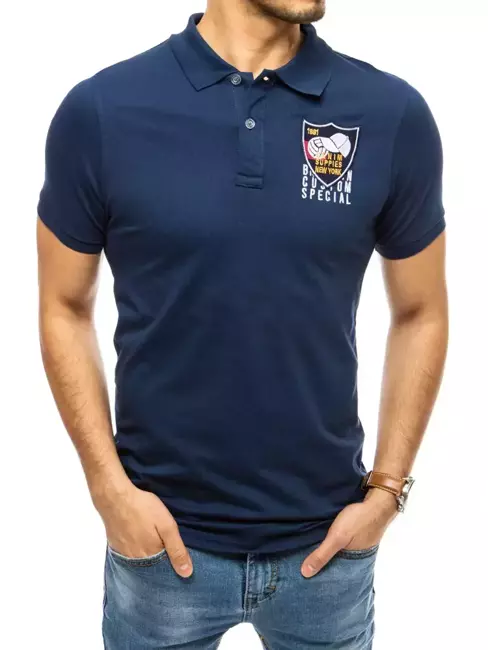 Herren Poloshirt mit Stickerei Dunkelblau Dstreet PX0393