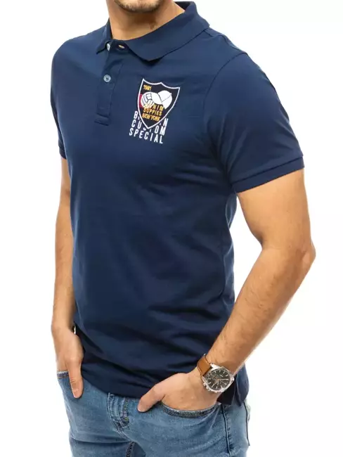 Herren Poloshirt mit Stickerei Dunkelblau Dstreet PX0393