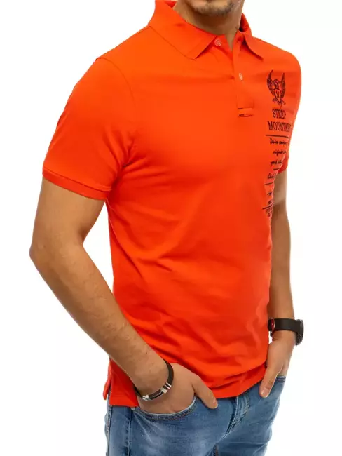 Herren Poloshirt mit Stickerei Koralfarben Dstreet PX0477
