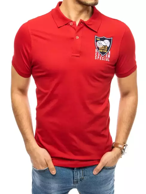 Herren Poloshirt mit Stickerei Rot Dstreet PX0390