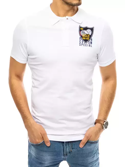 Herren Poloshirt mit Stickerei Weiß Dstreet PX0392