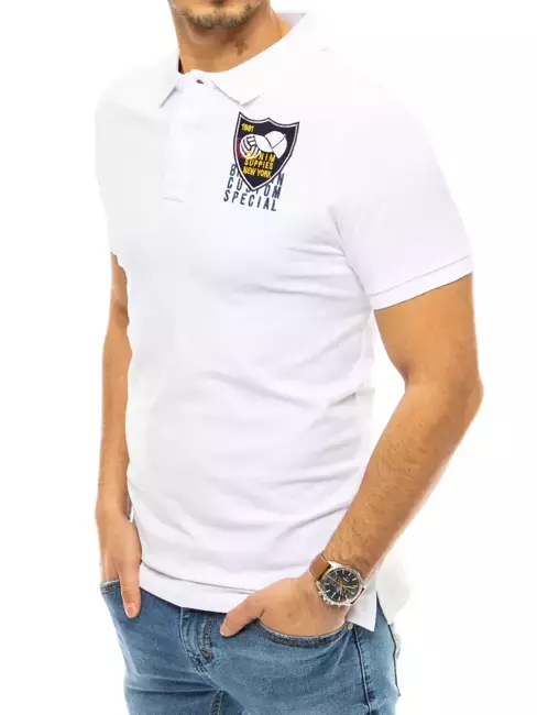 Herren Poloshirt mit Stickerei Weiß Dstreet PX0392