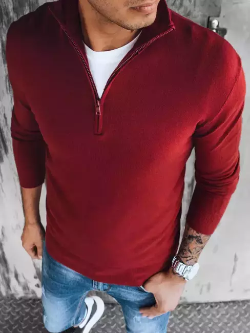 Herren Pullover Zip Weinrot Dstreet WX1892