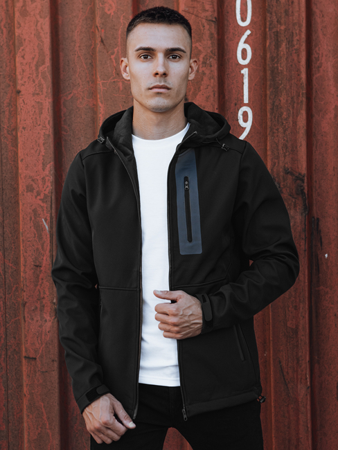 Herren Softshell-Übergangsjacke mit Kapuze schwarz Dstreet TX4814