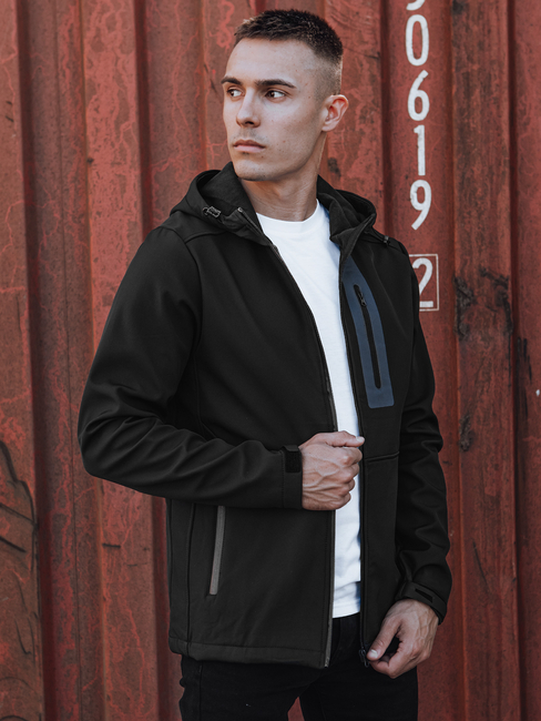 Herren Softshell-Übergangsjacke mit Kapuze schwarz Dstreet TX4814