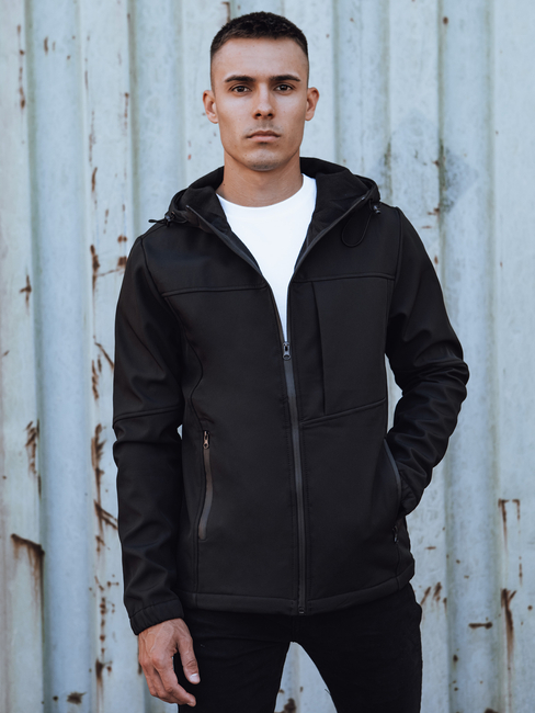 Herren Softshell-Übergangsjacke mit Kapuze schwarz Dstreet TX4815