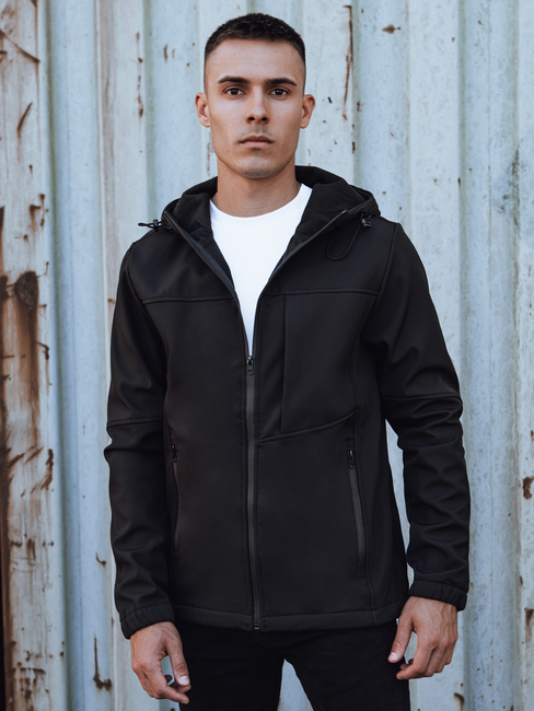 Herren Softshell-Übergangsjacke mit Kapuze schwarz Dstreet TX4815