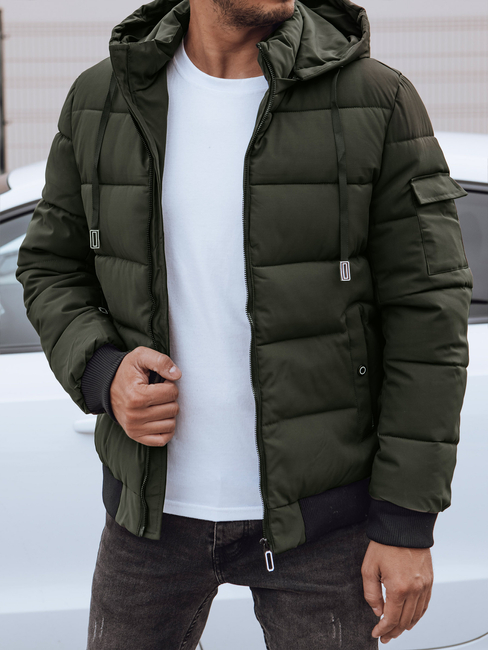 Herren Steppwinterjacke mit Kapuze grün Dstreet TX4839