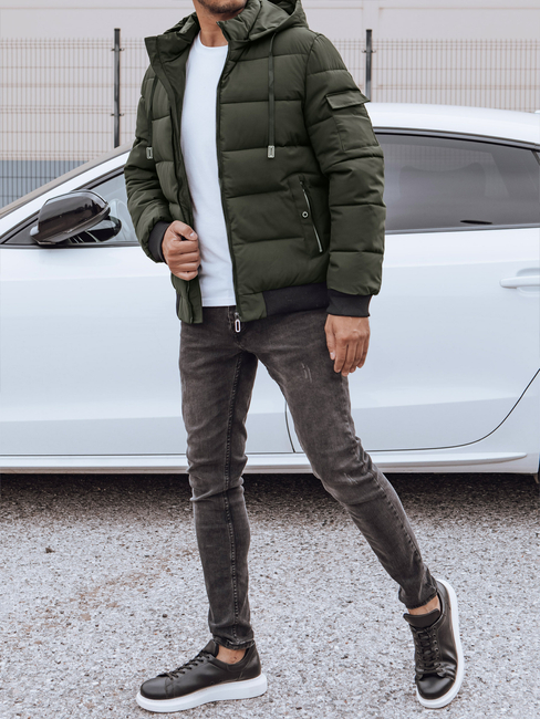 Herren Steppwinterjacke mit Kapuze grün Dstreet TX4839