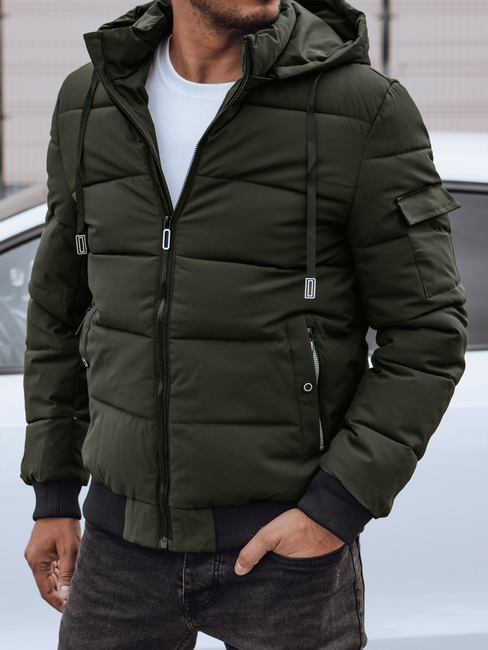 Herren Steppwinterjacke mit Kapuze grün Dstreet TX4839