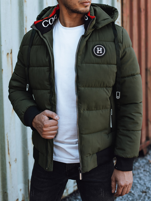 Herren Steppwinterjacke mit Kapuze grün Dstreet TX4945