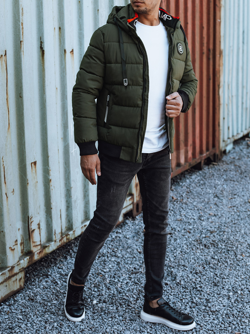 Herren Steppwinterjacke mit Kapuze grün Dstreet TX4945