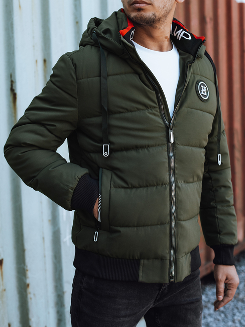 Herren Steppwinterjacke mit Kapuze grün Dstreet TX4945